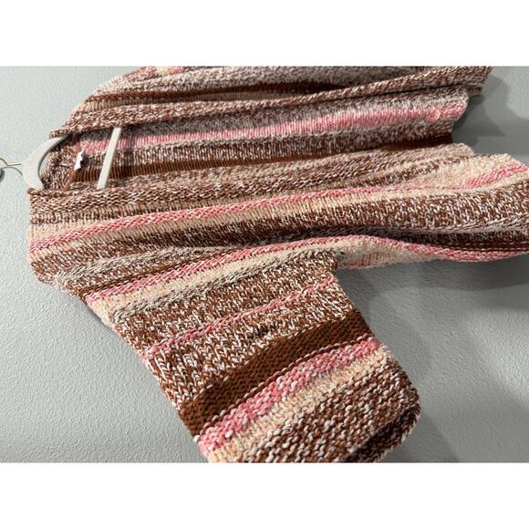 J. Jill Striped Open Front Chunky Knit Cardigan Sweater, Women's Medium - Picture 3 of 6